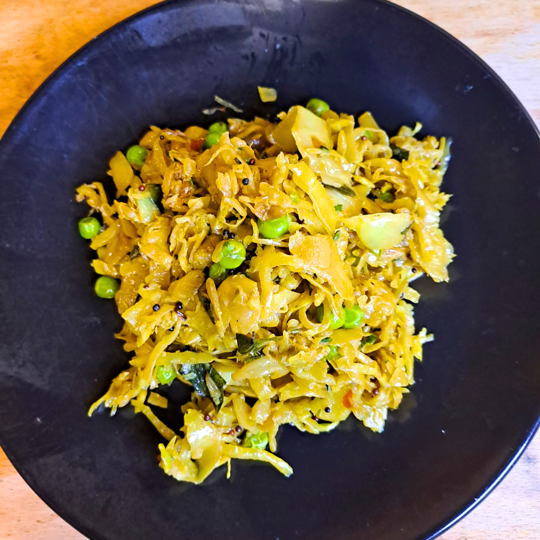 Home-cooked Cabbage Sabzi (Vegetables) — Indian dish by Saakshi's Kitchen (vegetarian)
