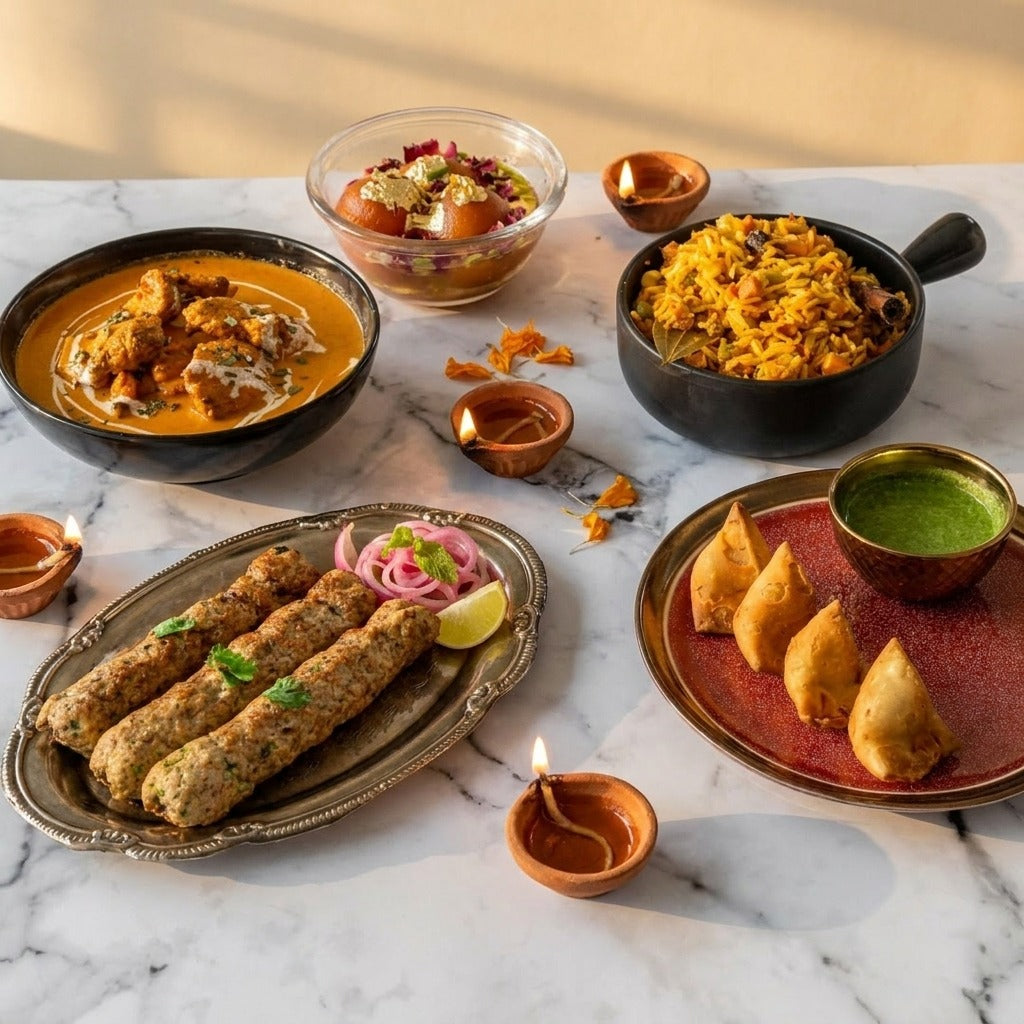 Saakshi's Festival Table: home-cooked Indian Diwali feast with diyas