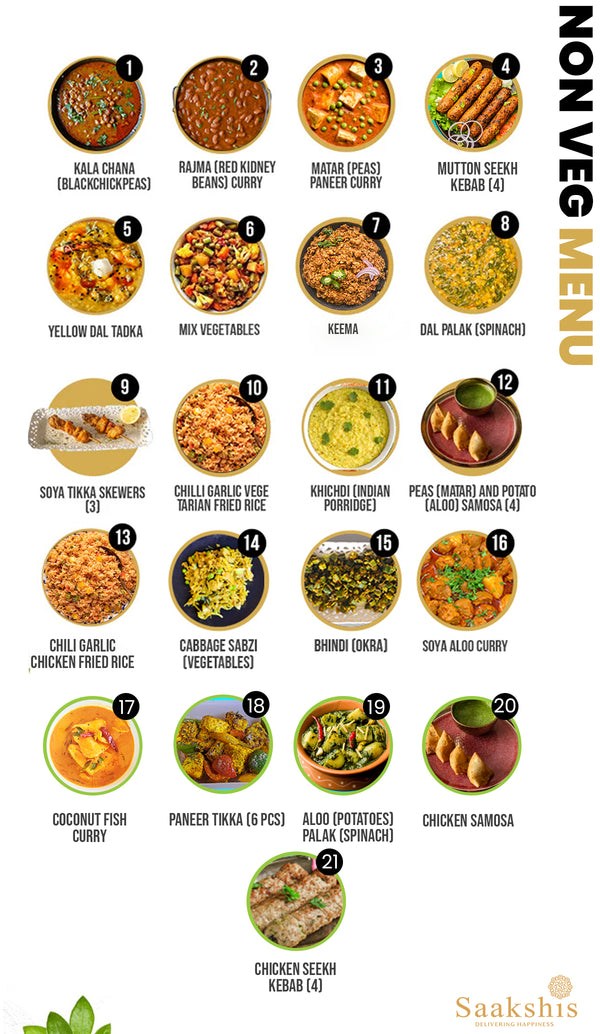 INDIAN MENU - WEEKLY 5 MEALS PLAN