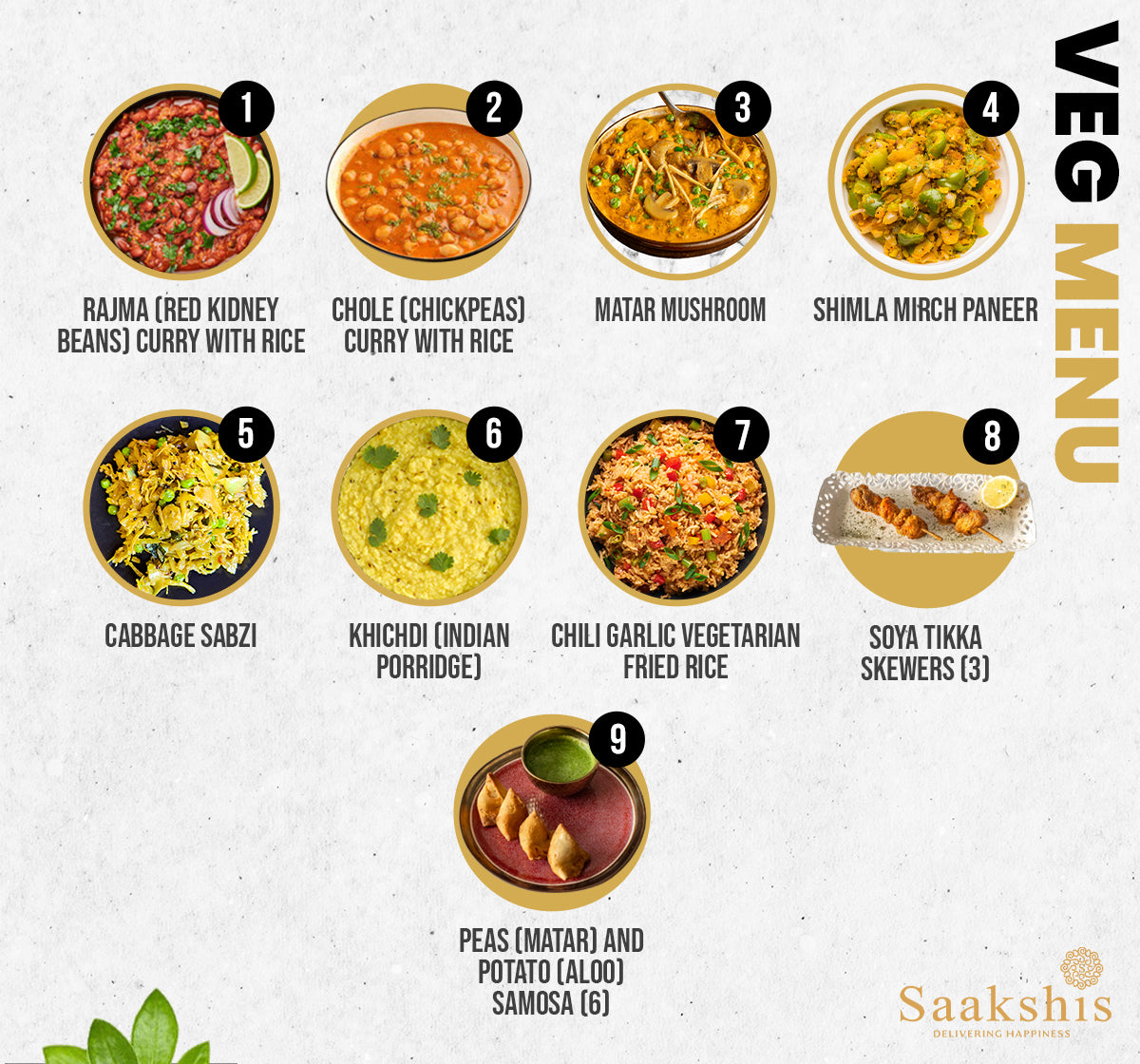 Saakshi's Vegetarian 15 Meal Plan — Home-Cooked Indian Meals Delivered Weekly